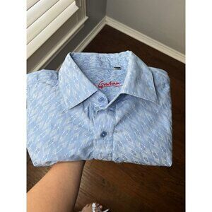 Robert Graham Blue Embroidery Detailed Embroidered Long Sleeve Shirt XL FLAW